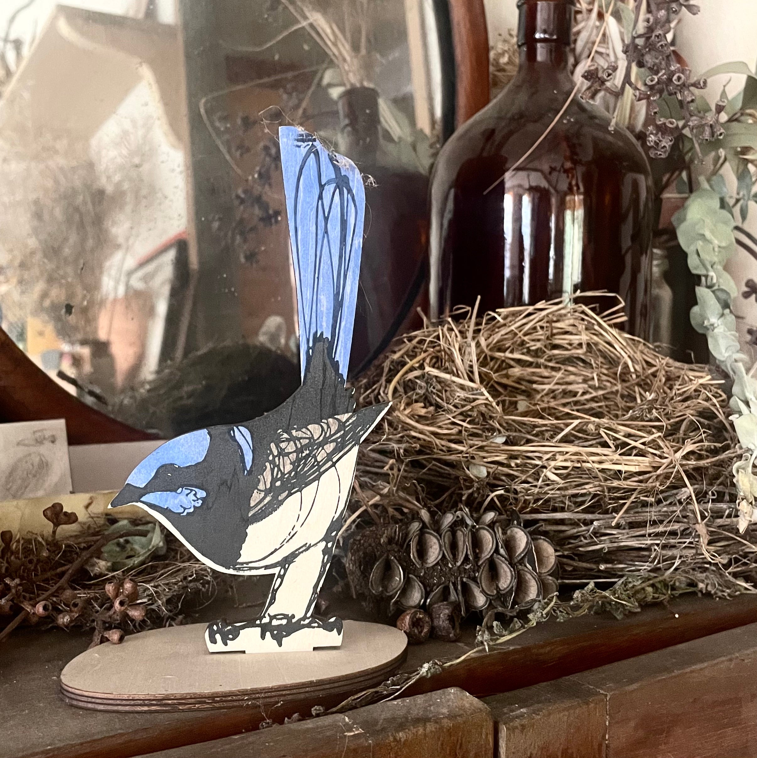 Superb Fairy Wren Standing Bird Ornament