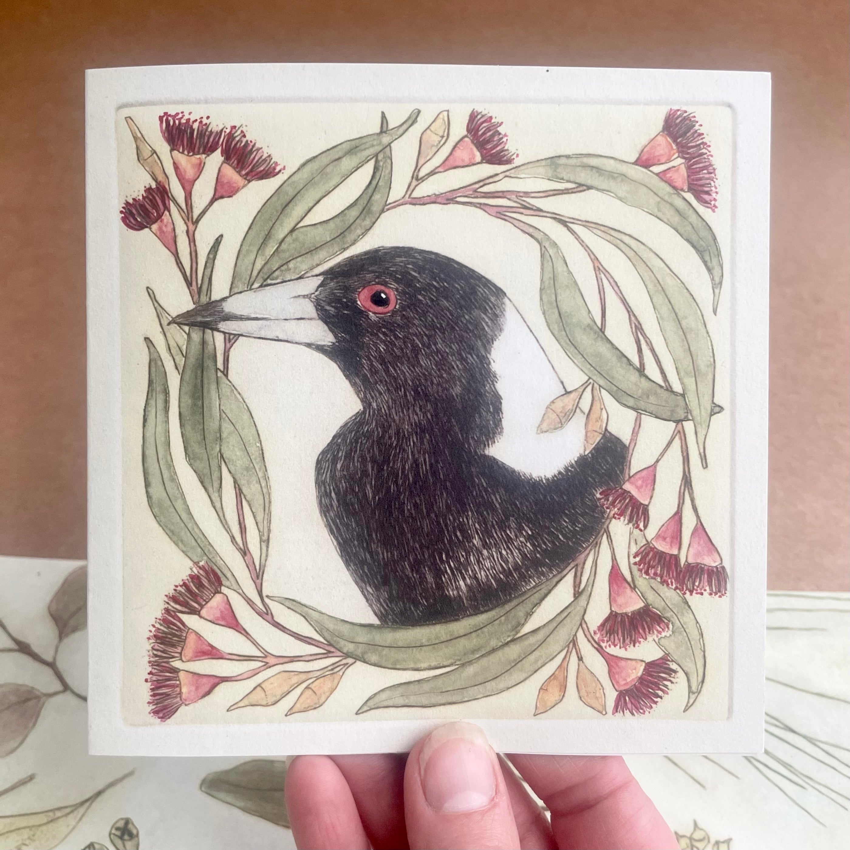 Merry Magpie Christmas Card