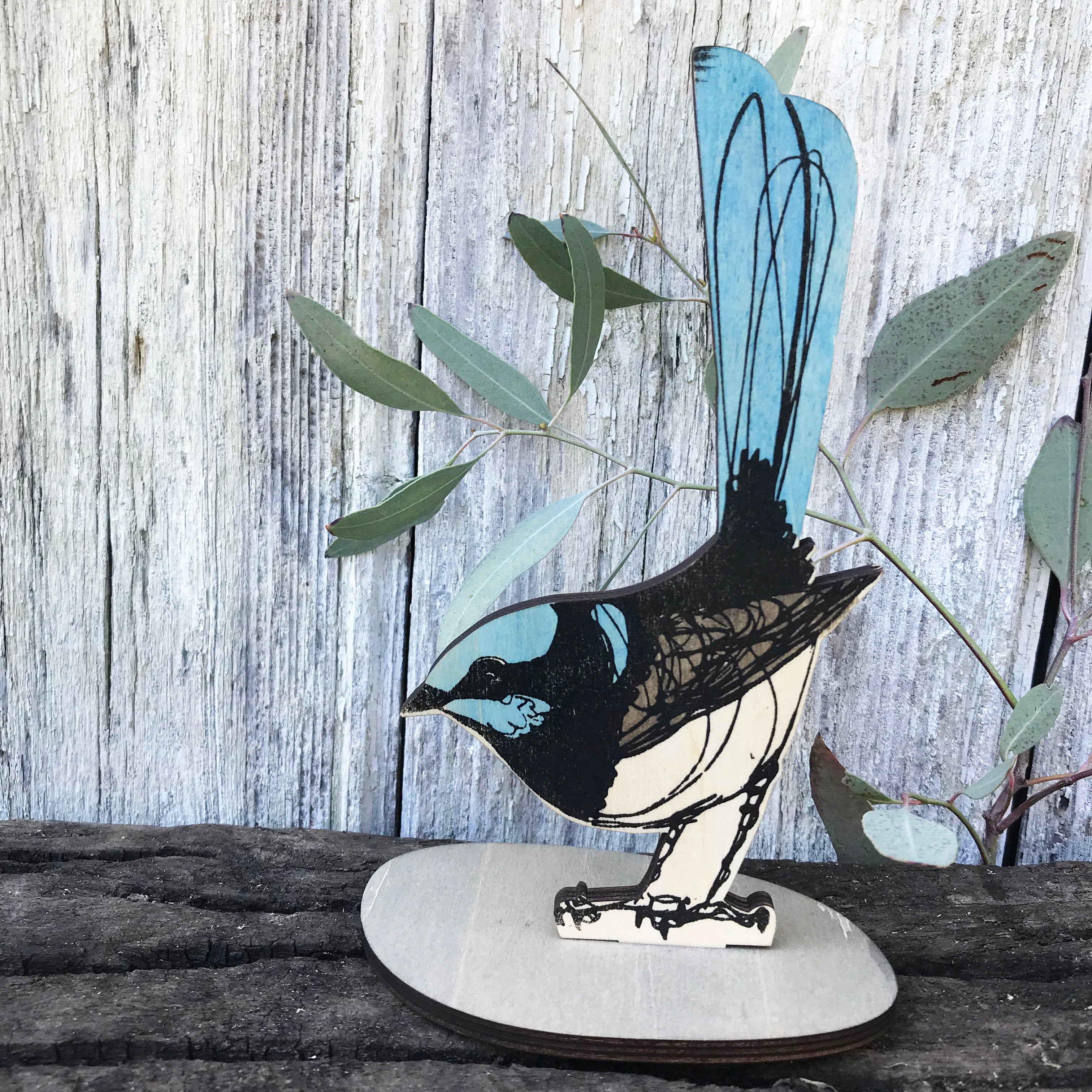 Superb Fairy Wren Standing Bird Ornament