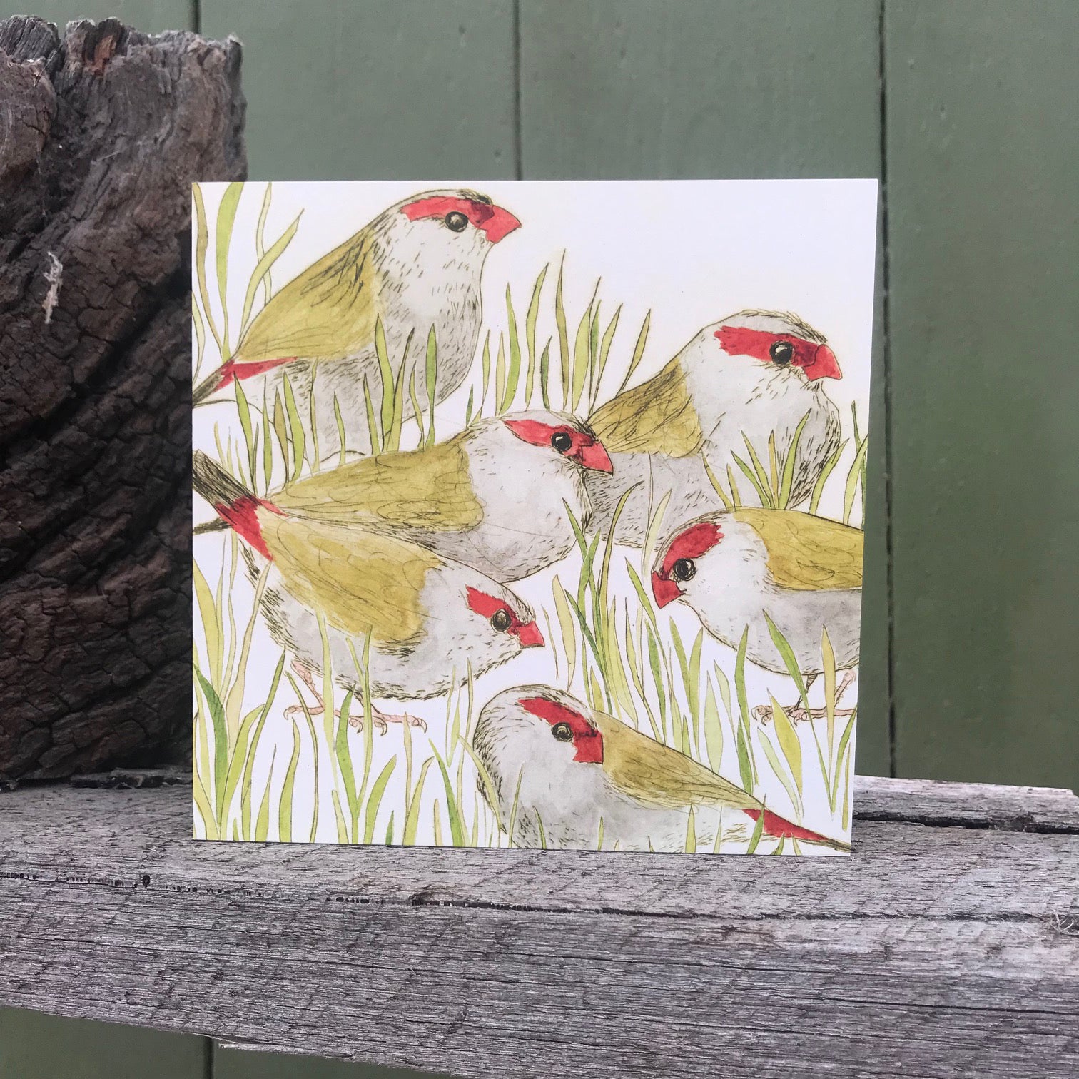 Red-browed Finches Greeting Card "The Bush Birds" Collection
