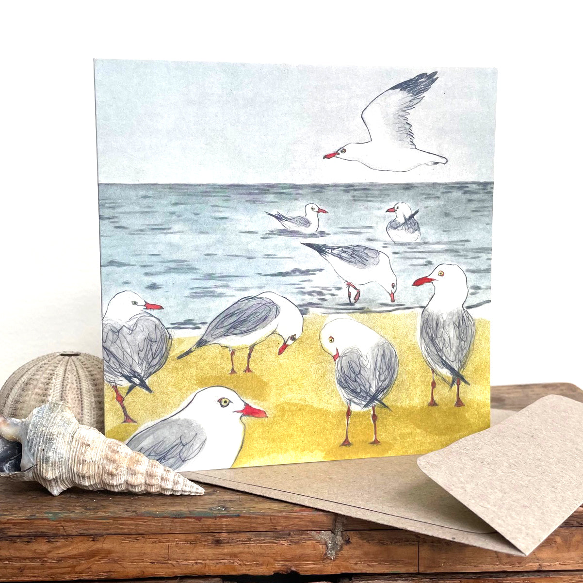 Silver Gulls Greeting Card "The Beach Birds" Collection