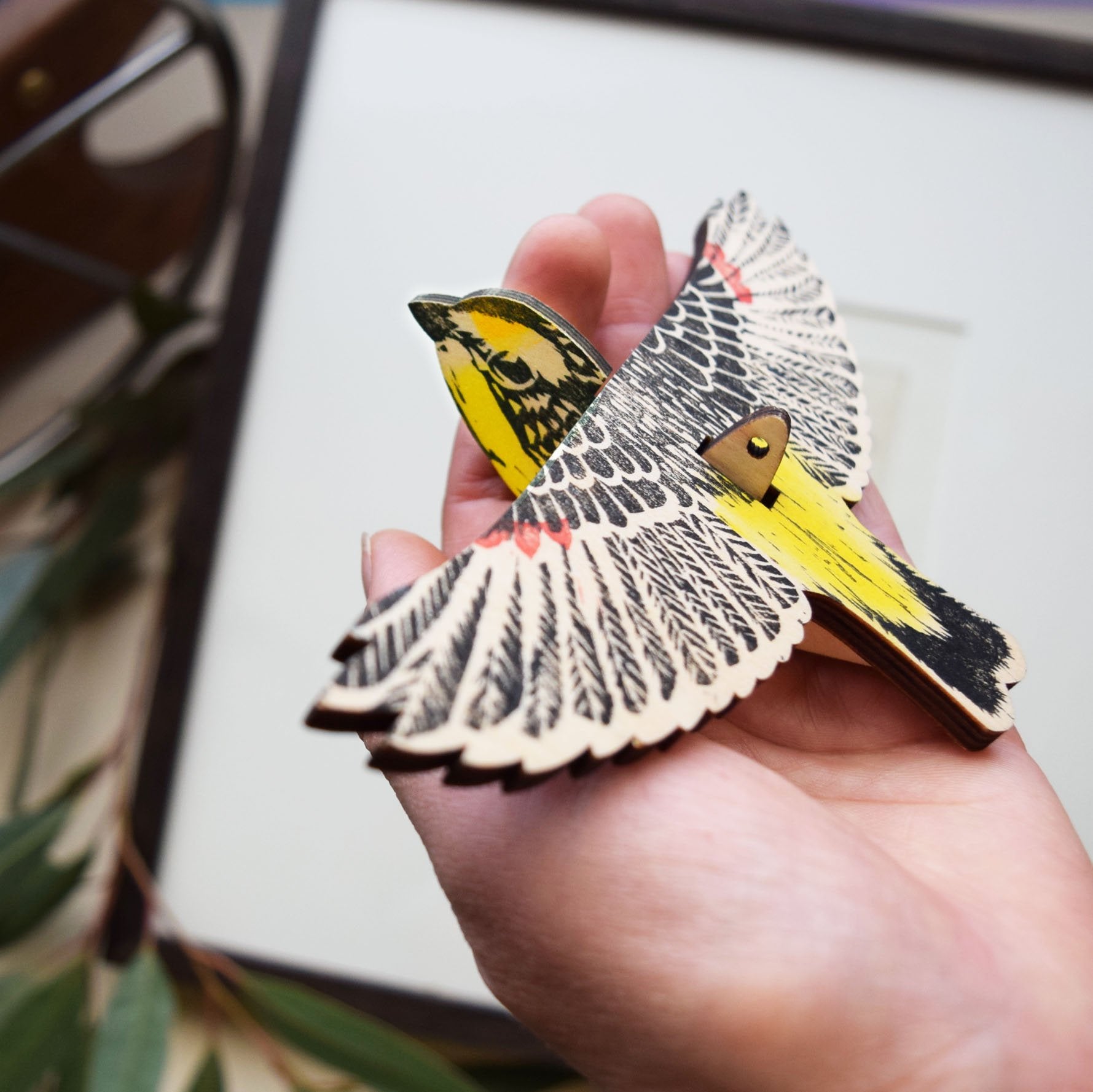Striated Pardalote Hanging Wooden Bird Mobile