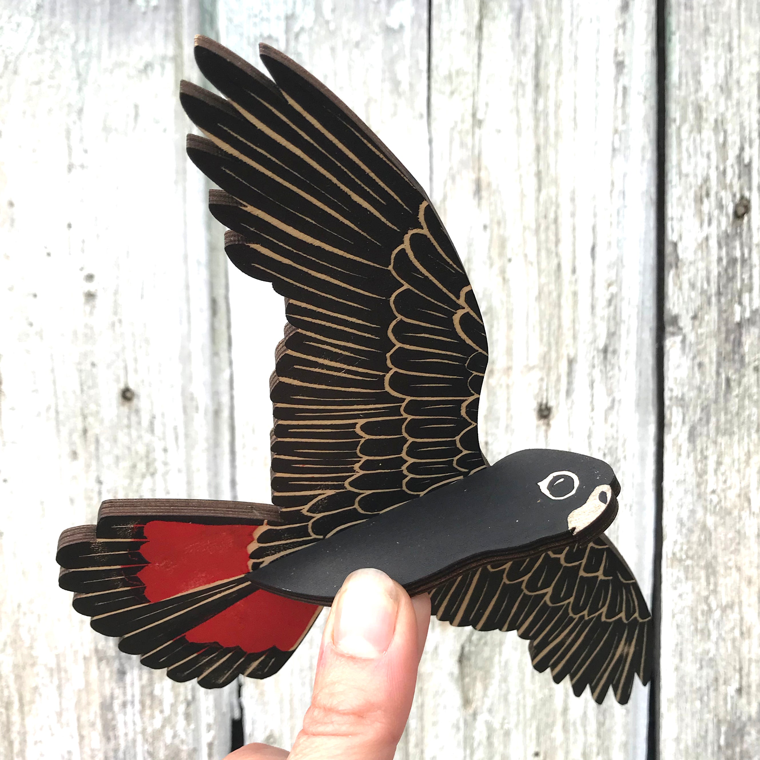 Red-tailed Black Cockatoo (male) Hanging Wooden Bird Mobile