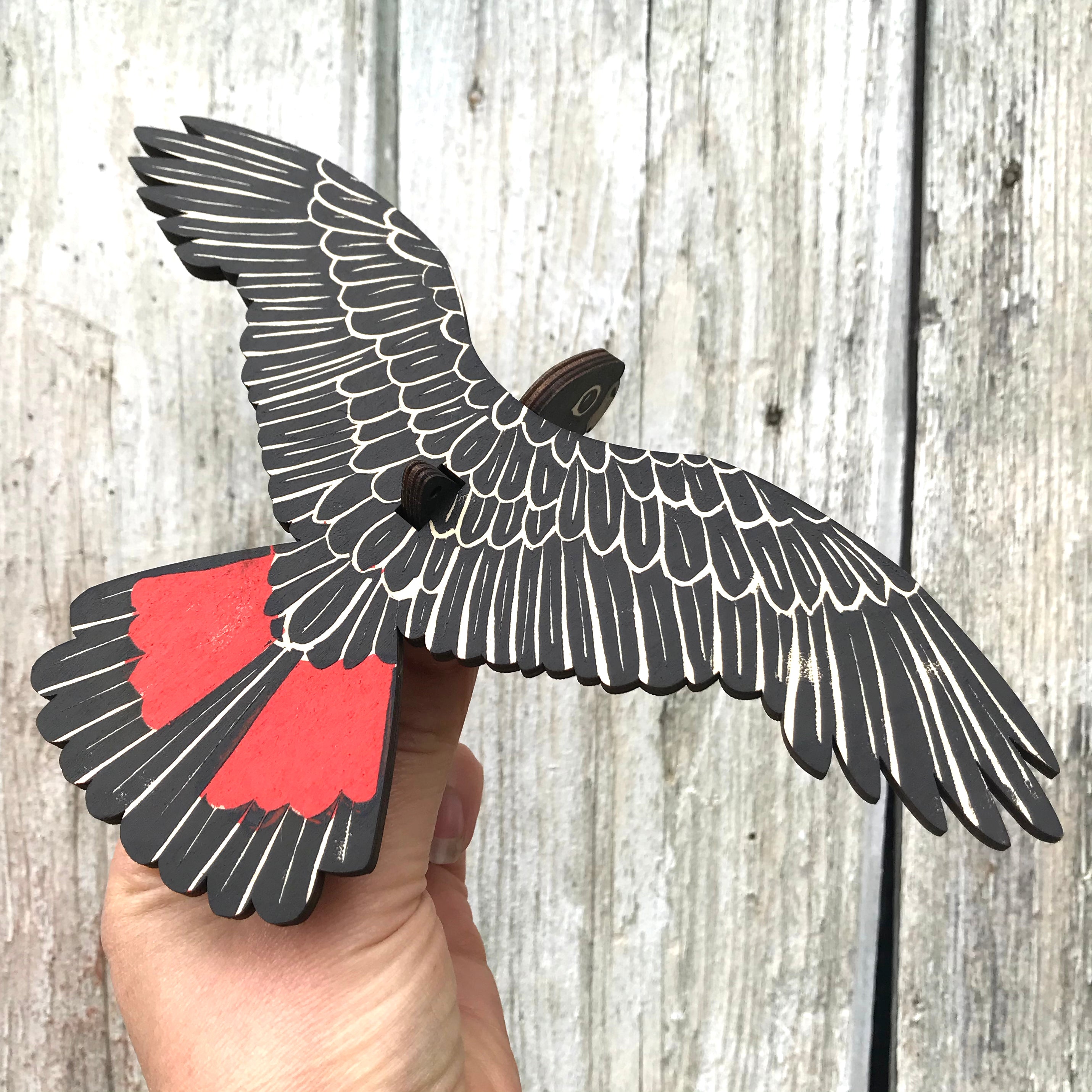 Red-tailed Black Cockatoo (male) Hanging Wooden Bird Mobile