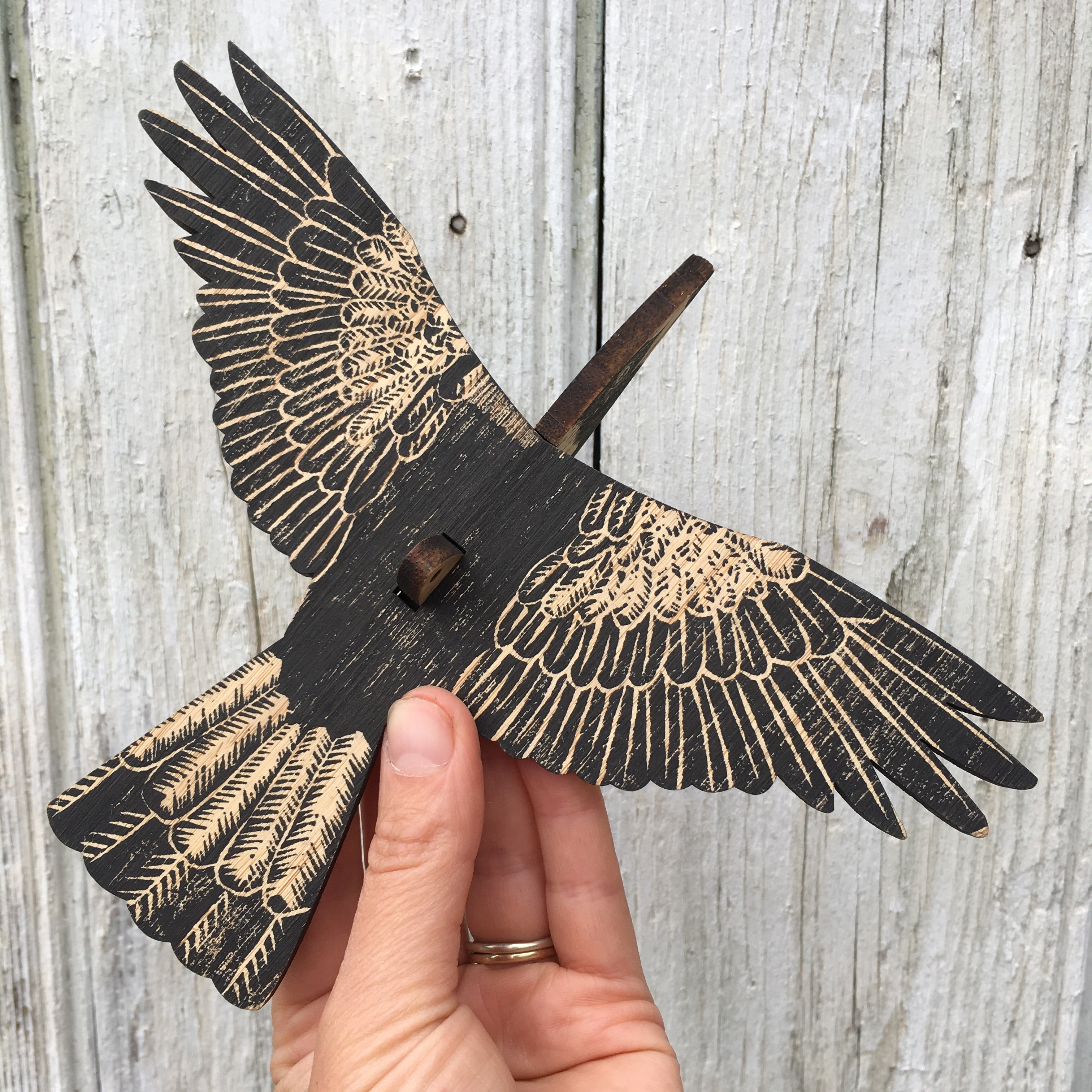 Australian Magpie Hanging Wooden Bird Mobile