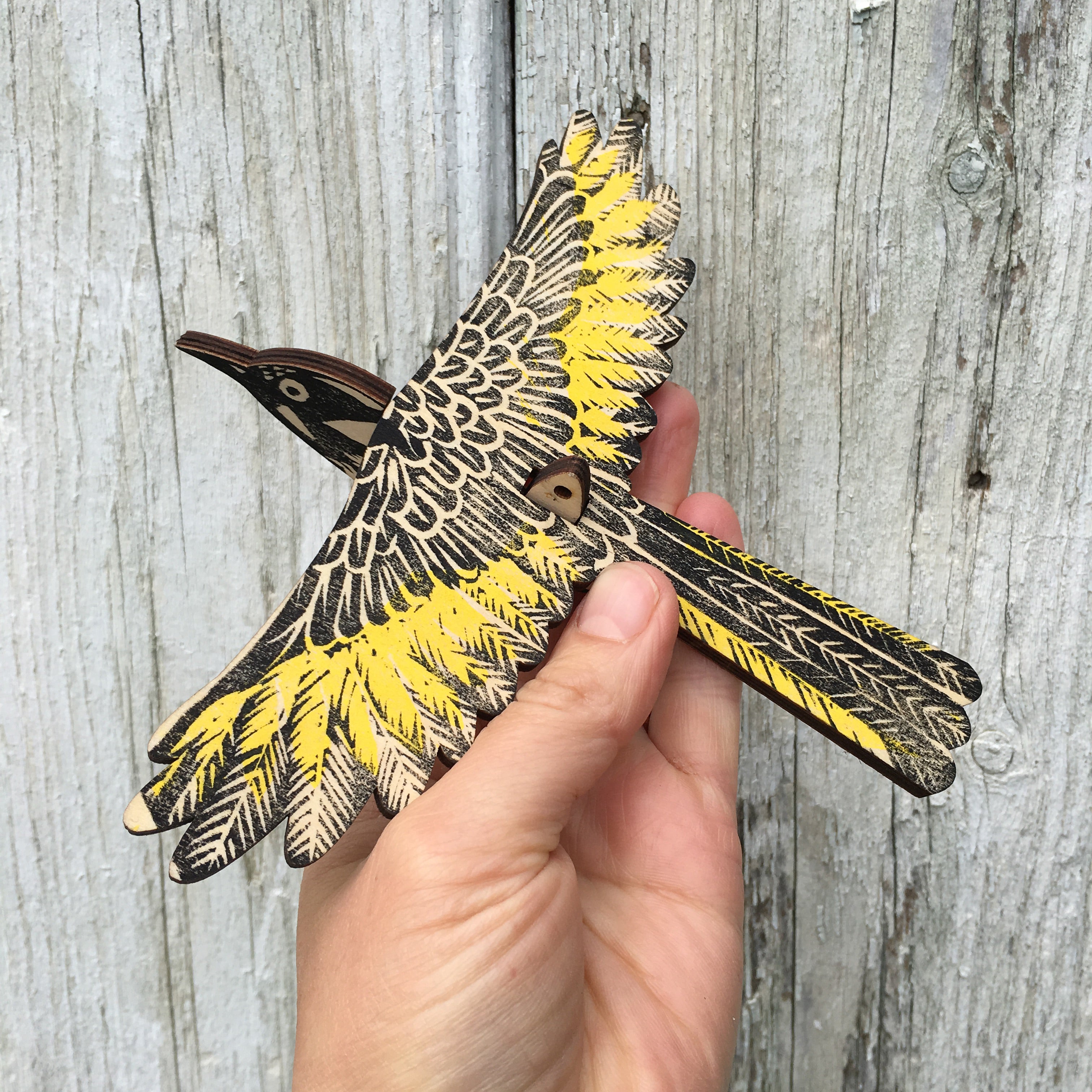 New Holland Honeyeater Hanging Wooden Bird Mobile
