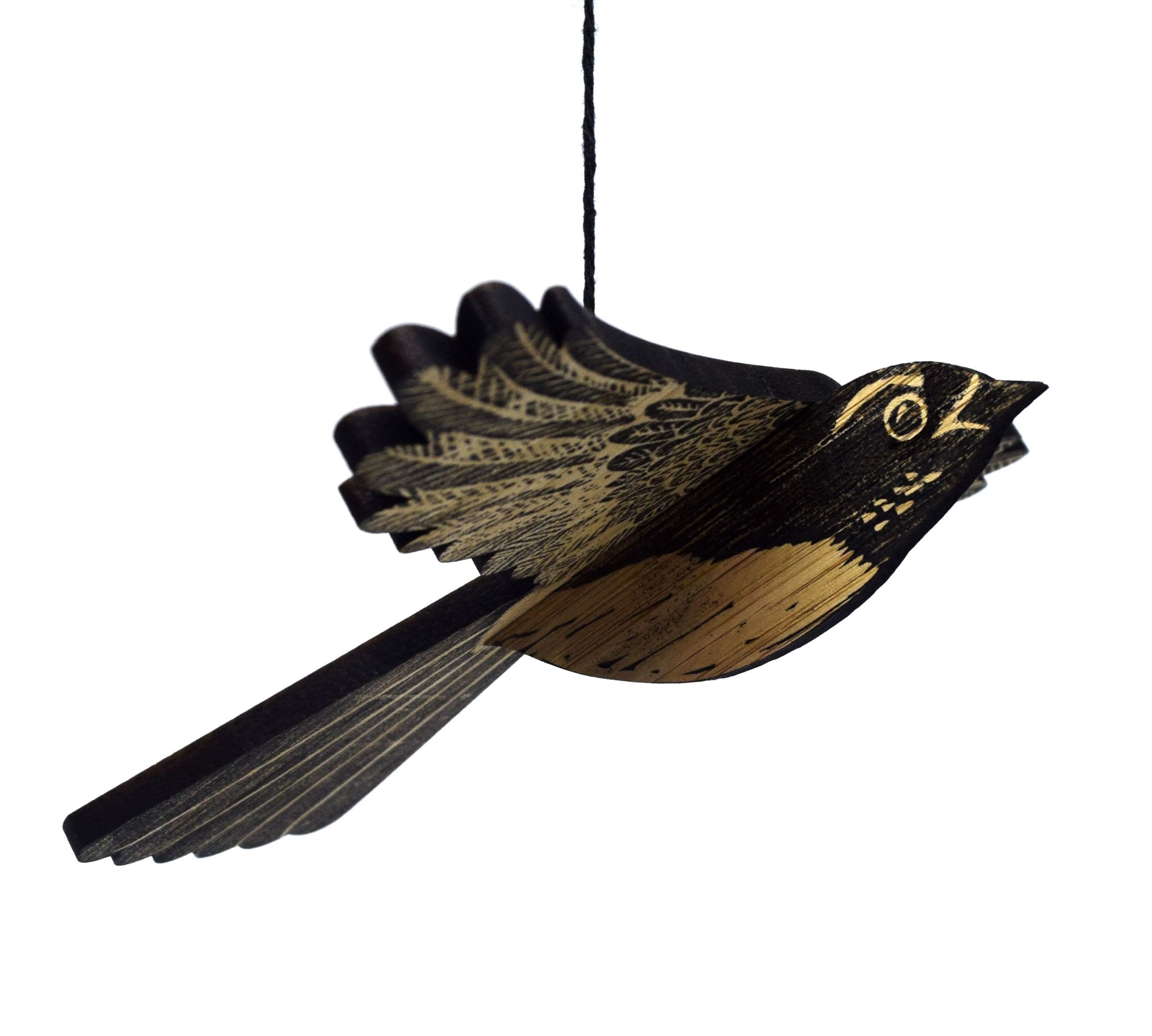 Willie Wagtail Hanging Wooden Bird Mobile
