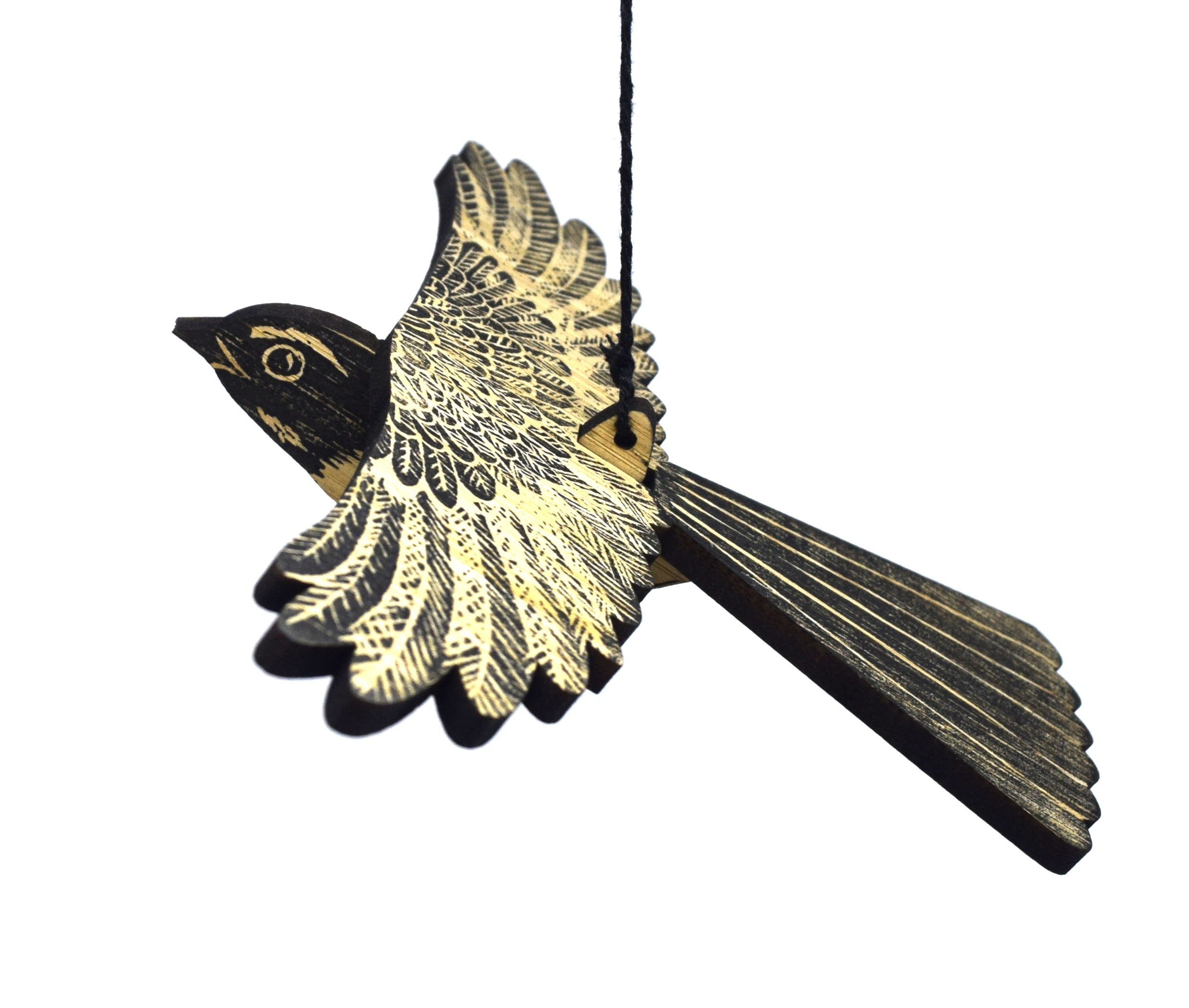 Willie Wagtail Hanging Wooden Bird Mobile