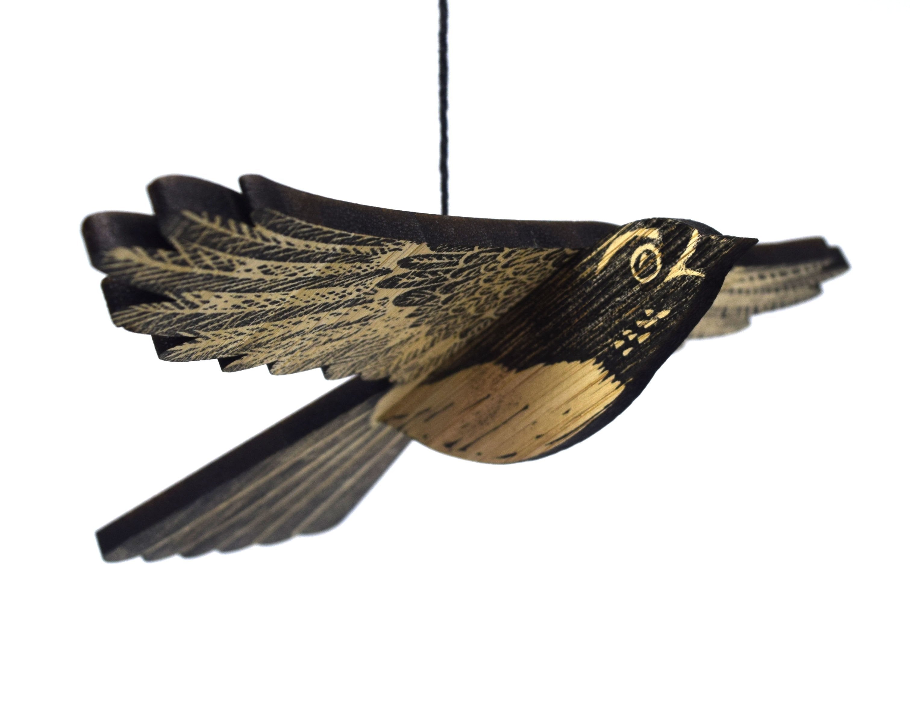 Willie Wagtail Hanging Wooden Bird Mobile