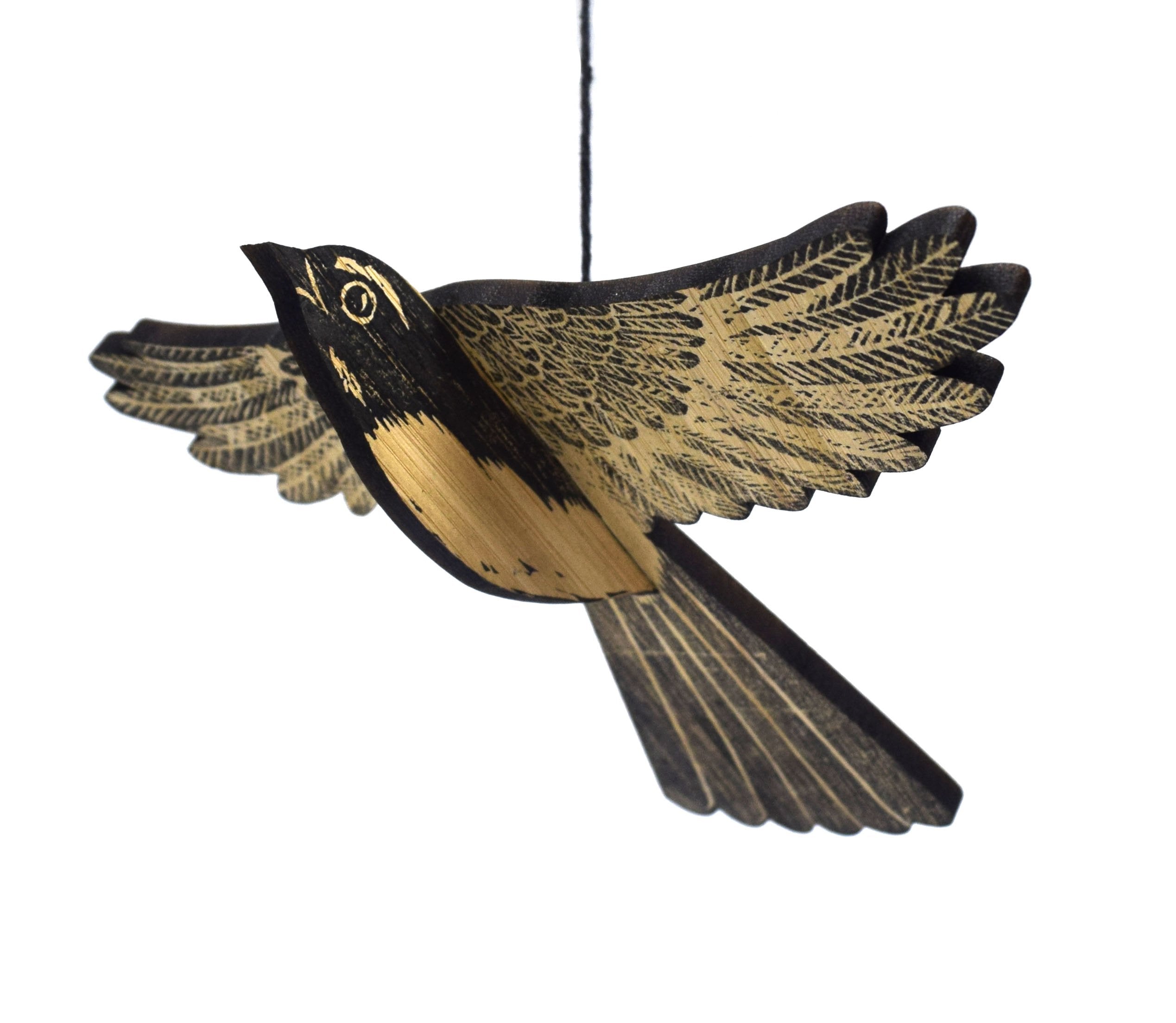 Willie Wagtail Hanging Wooden Bird Mobile