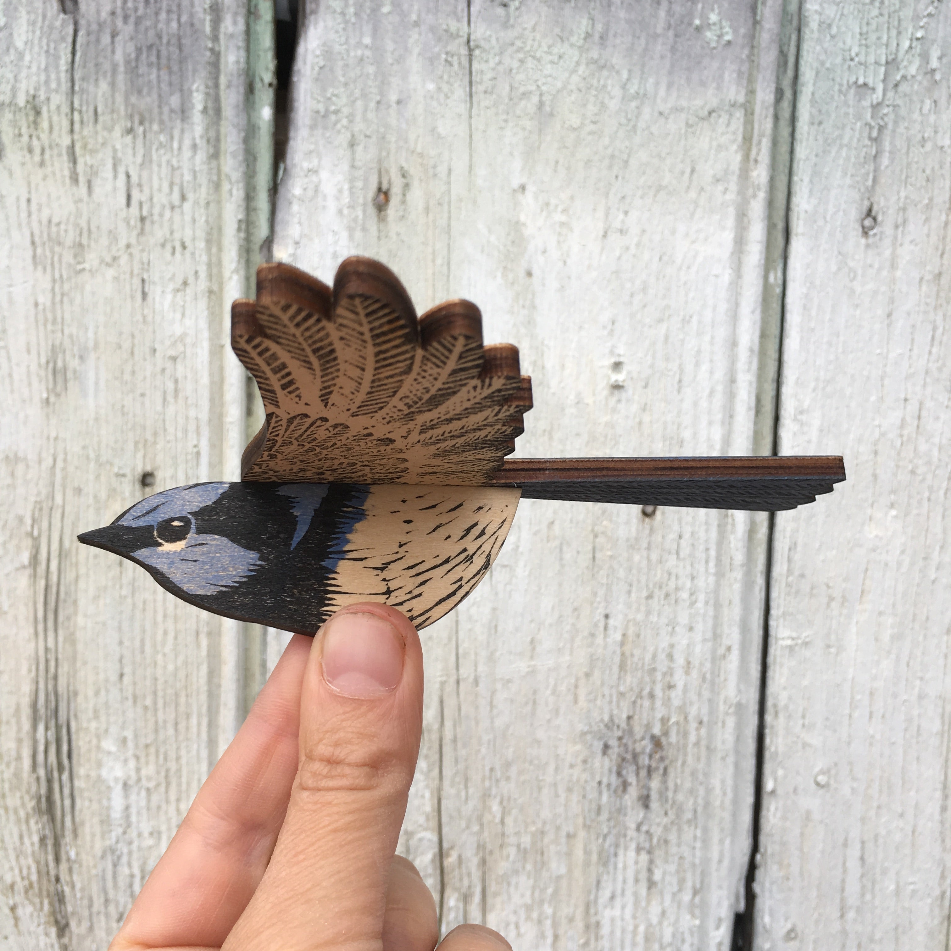 Superb Fairy Wren Hanging Wooden Bird Mobile