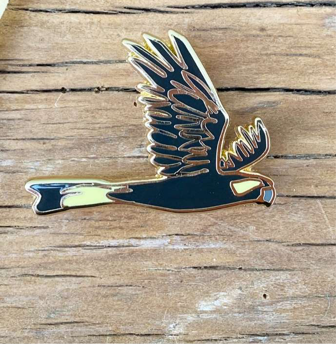 Yellow-tailed Cockatoo in Flight Enamel Pin