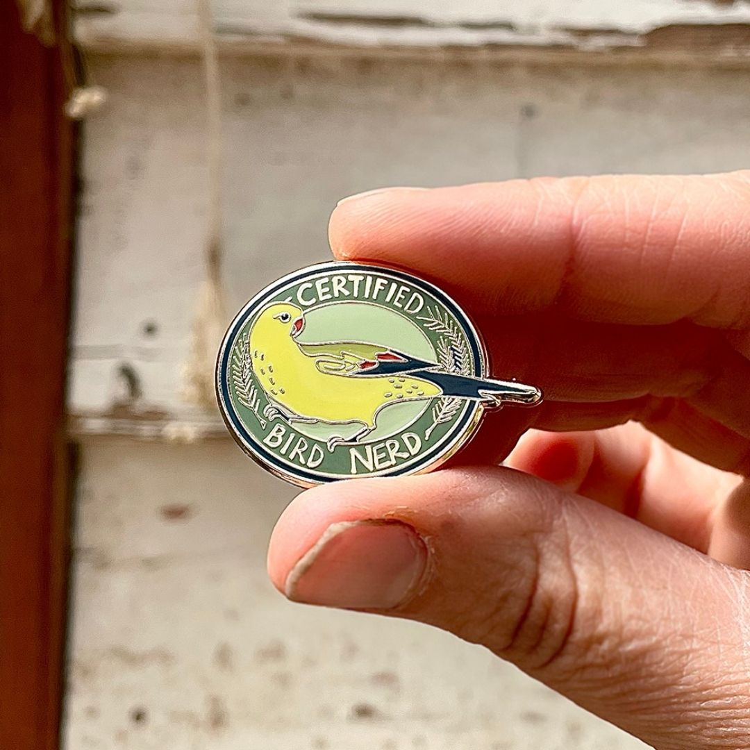 LIMITED EDITION Regent Parrot Certified Bird Nerd FUNDRAISER Enamel Pin