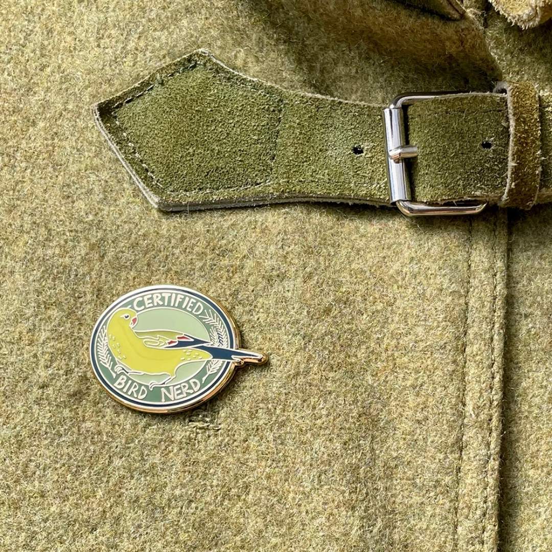 LIMITED EDITION Regent Parrot Certified Bird Nerd FUNDRAISER Enamel Pin