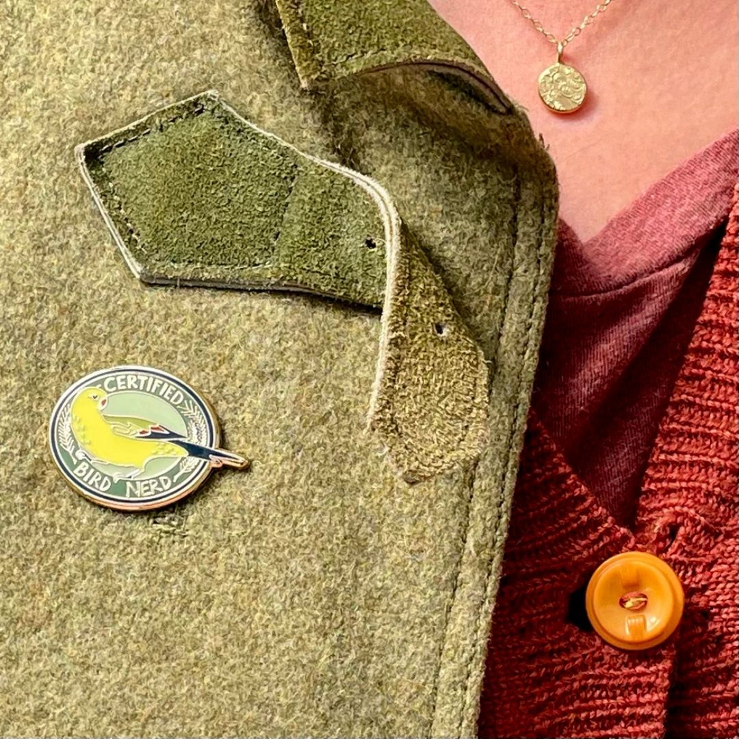 LIMITED EDITION Regent Parrot Certified Bird Nerd FUNDRAISER Enamel Pin