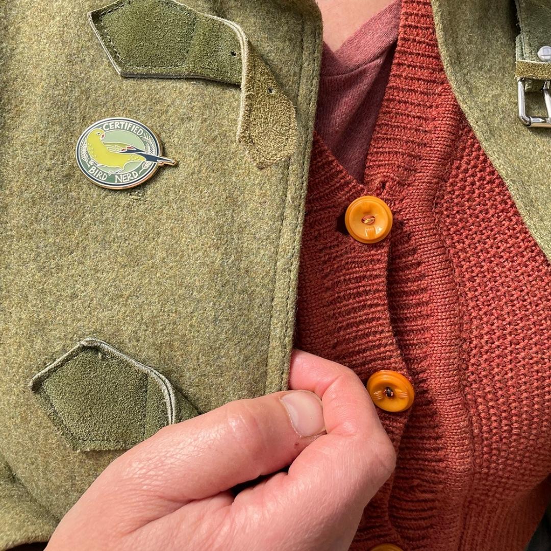 LIMITED EDITION Regent Parrot Certified Bird Nerd FUNDRAISER Enamel Pin