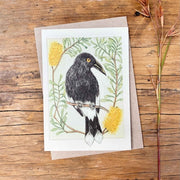 Pied Currawong Greeting Card "I am a Magpie" Collection