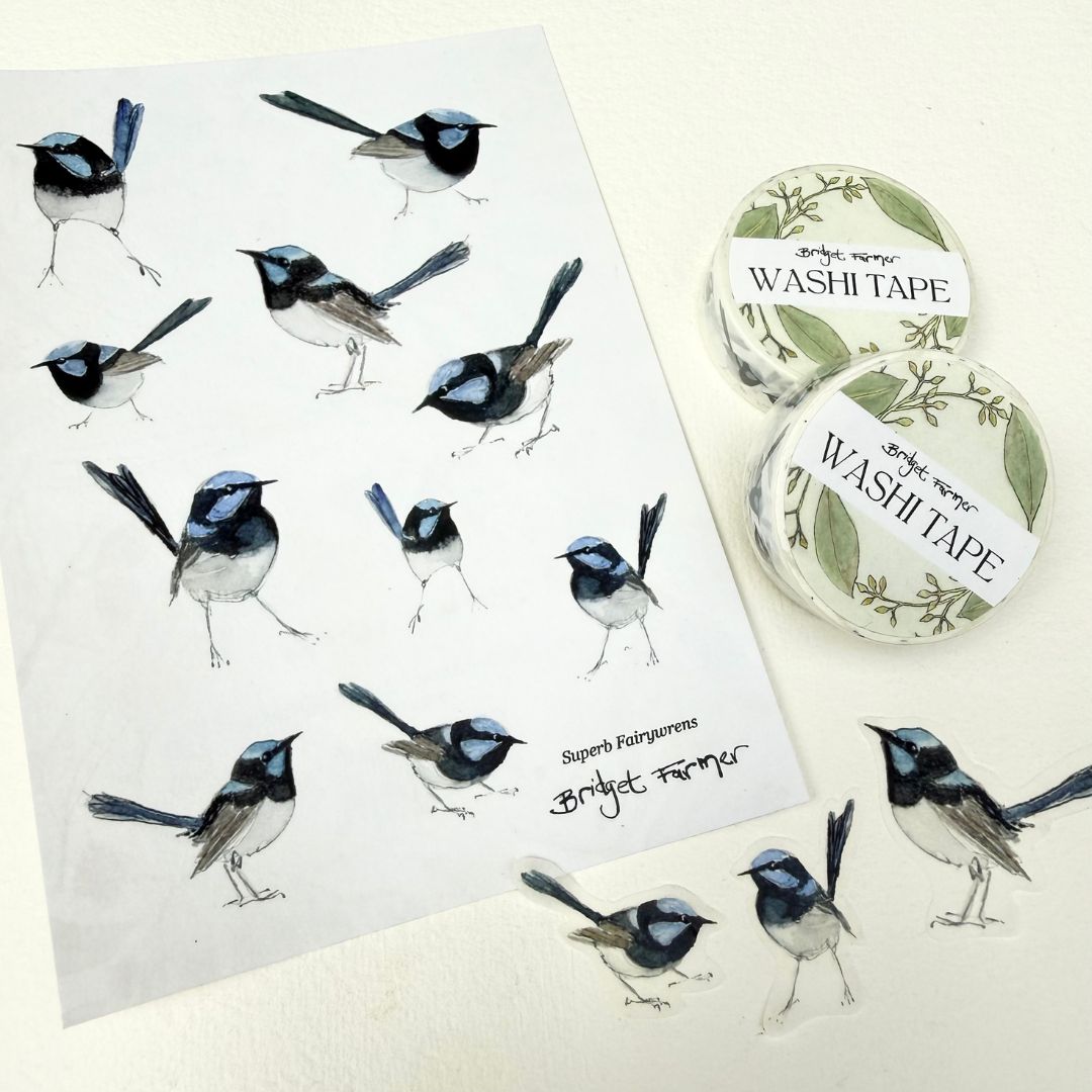 Superb Fairywren Washi Sticker Sheet (A6)