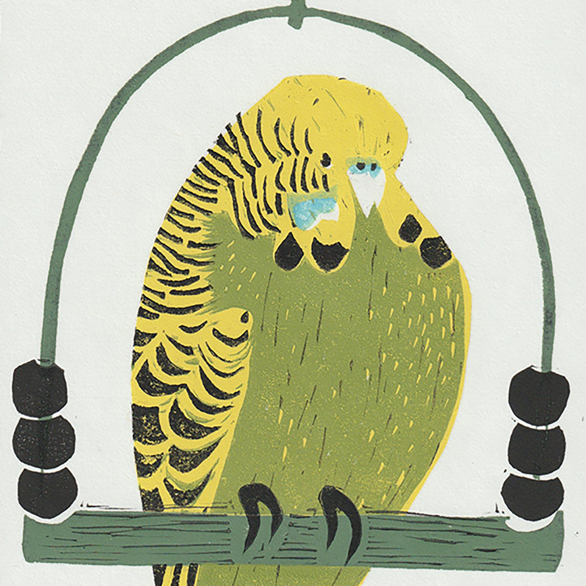 Linoprint - Green Budgie