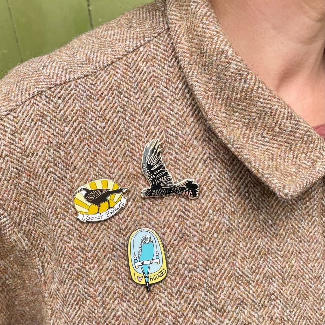 Red-tailed Black Cockatoo in Flight Enamel Pin