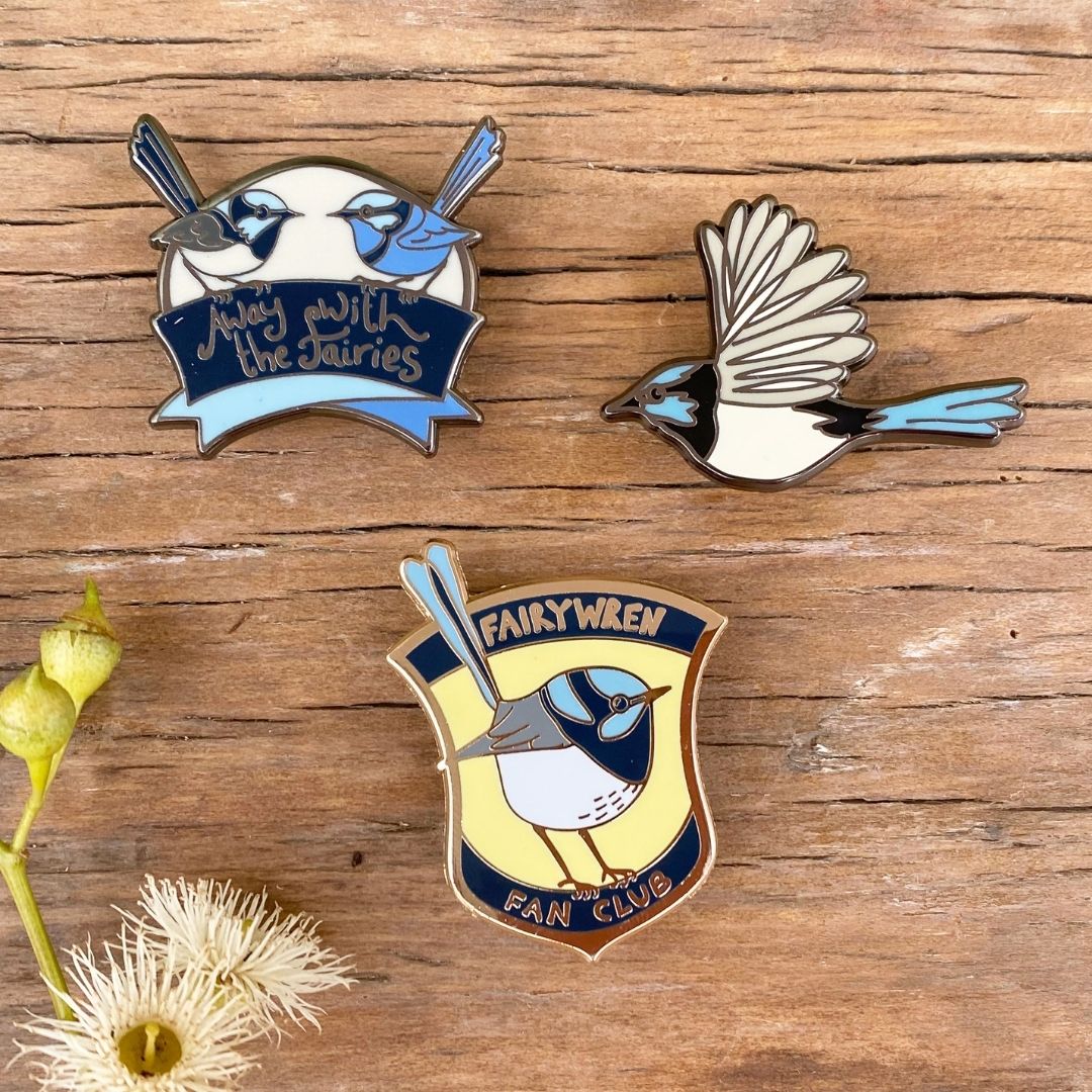 Superb Fairywren In Flight Enamel Pin