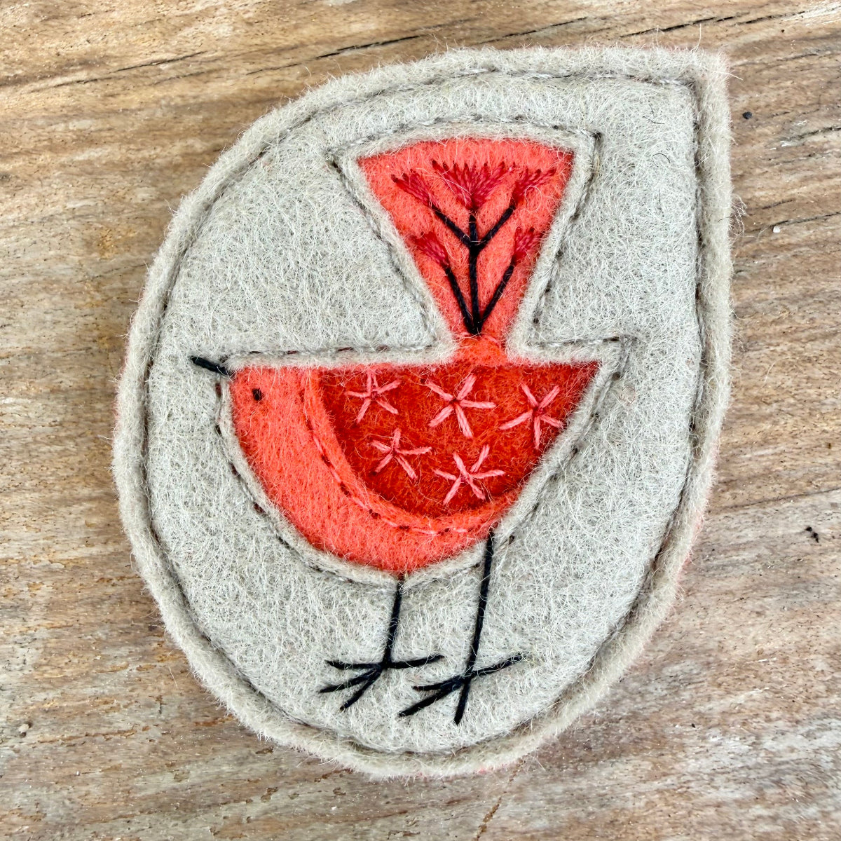 Hand Embroidered Felt Brooch - FB1