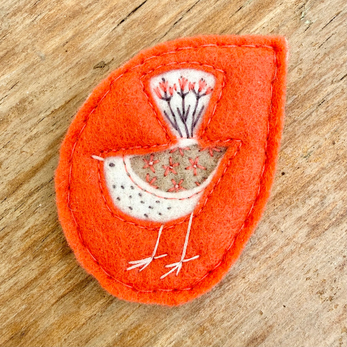 Hand Embroidered Felt Brooch - FB3