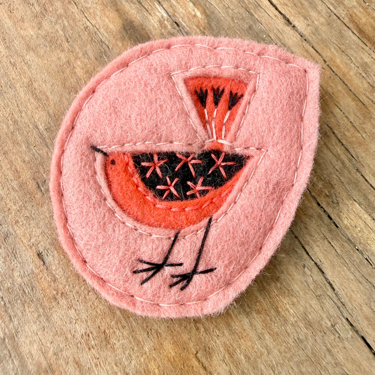 Hand Embroidered Felt Brooch - FB5