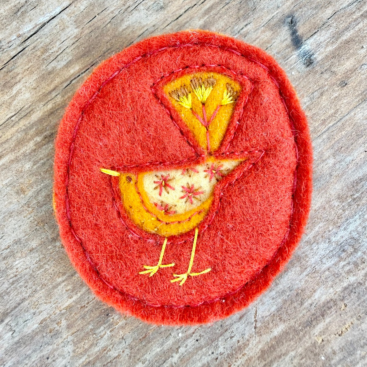 Hand Embroidered Felt Brooch - FB6