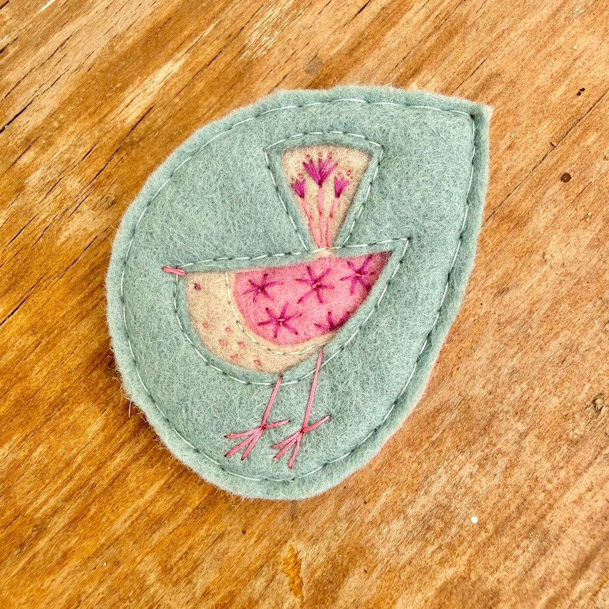 Hand Embroidered Felt Brooch - FB7