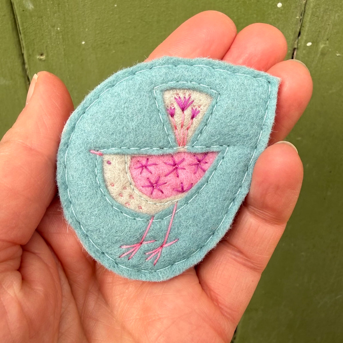 Hand Embroidered Felt Brooch - FB7