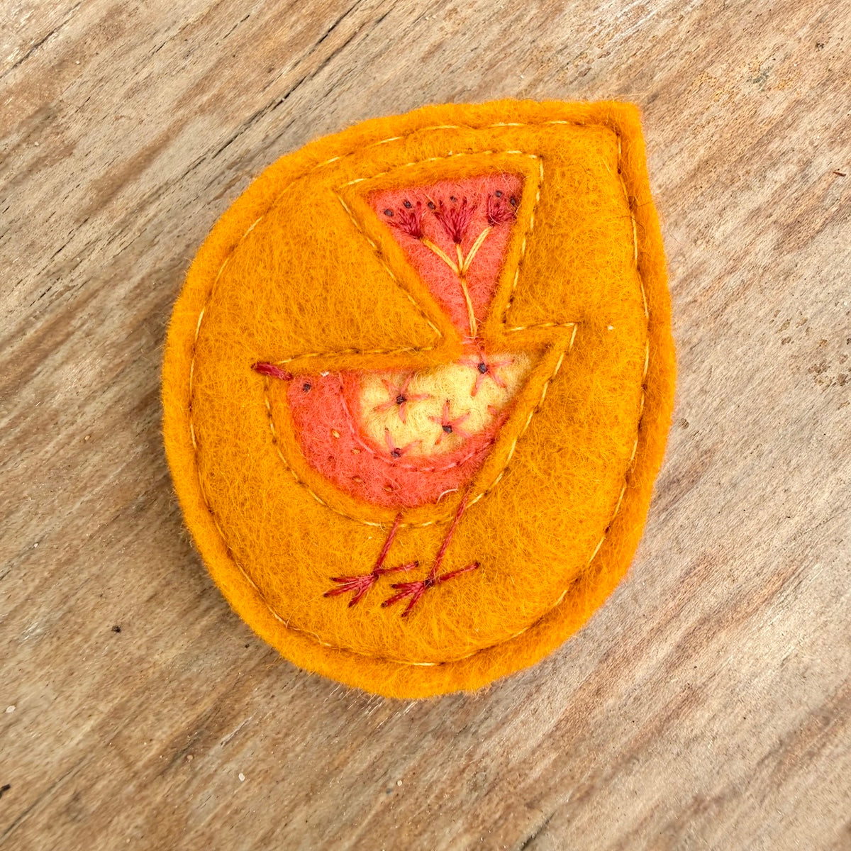 Hand Embroidered Felt Brooch - FB8