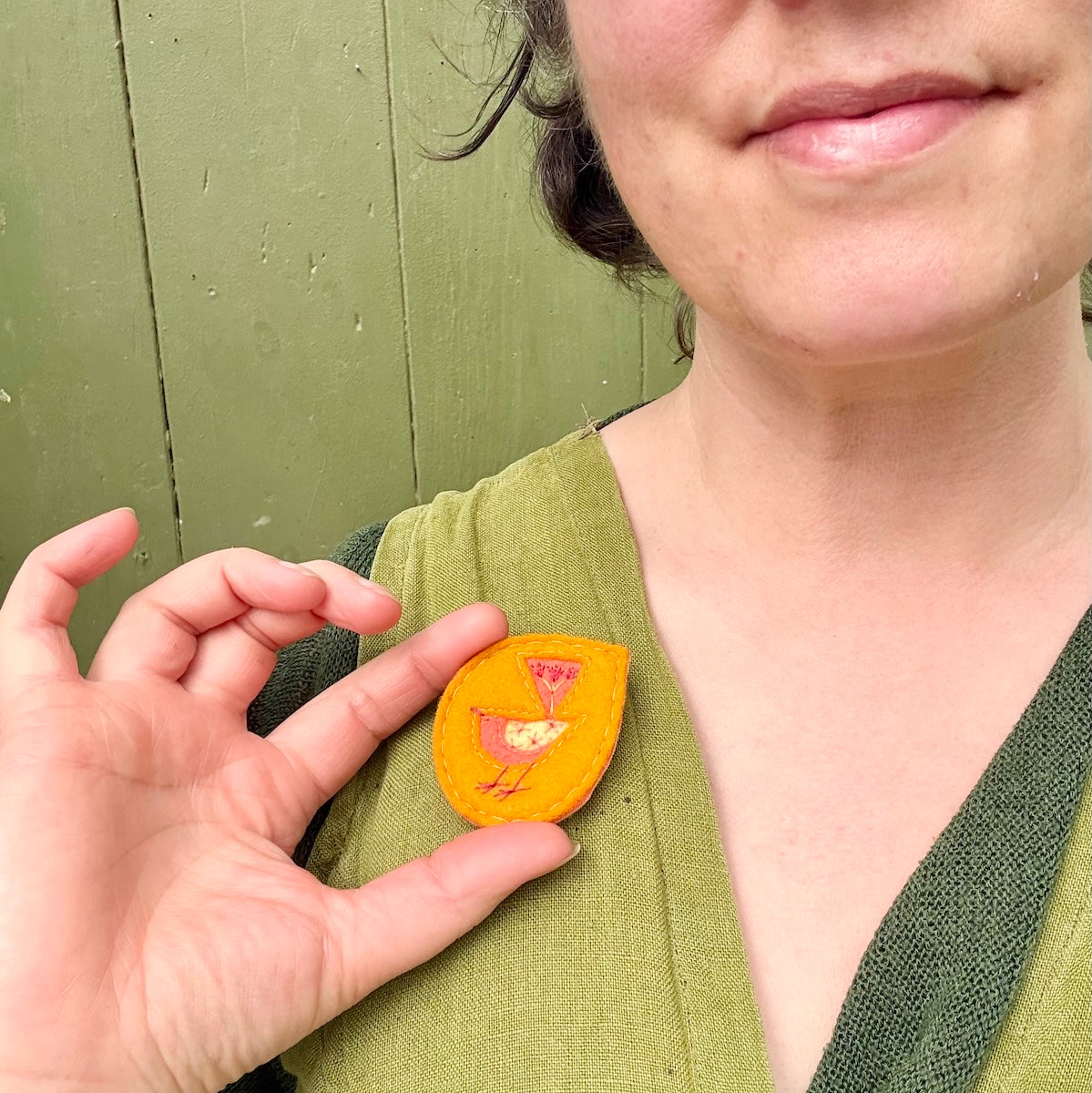 Hand Embroidered Felt Brooch - FB8