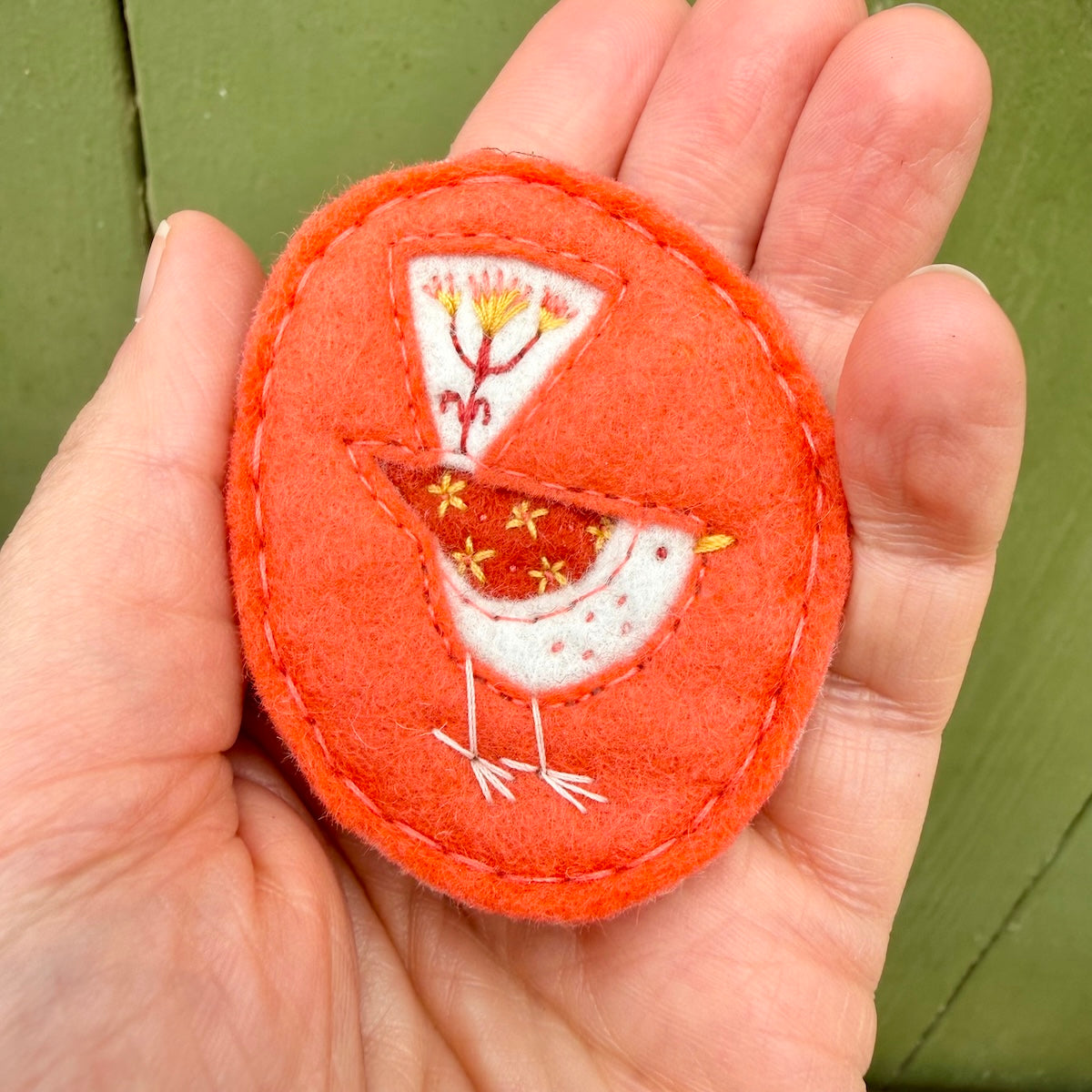Hand Embroidered Felt Brooch - FB10