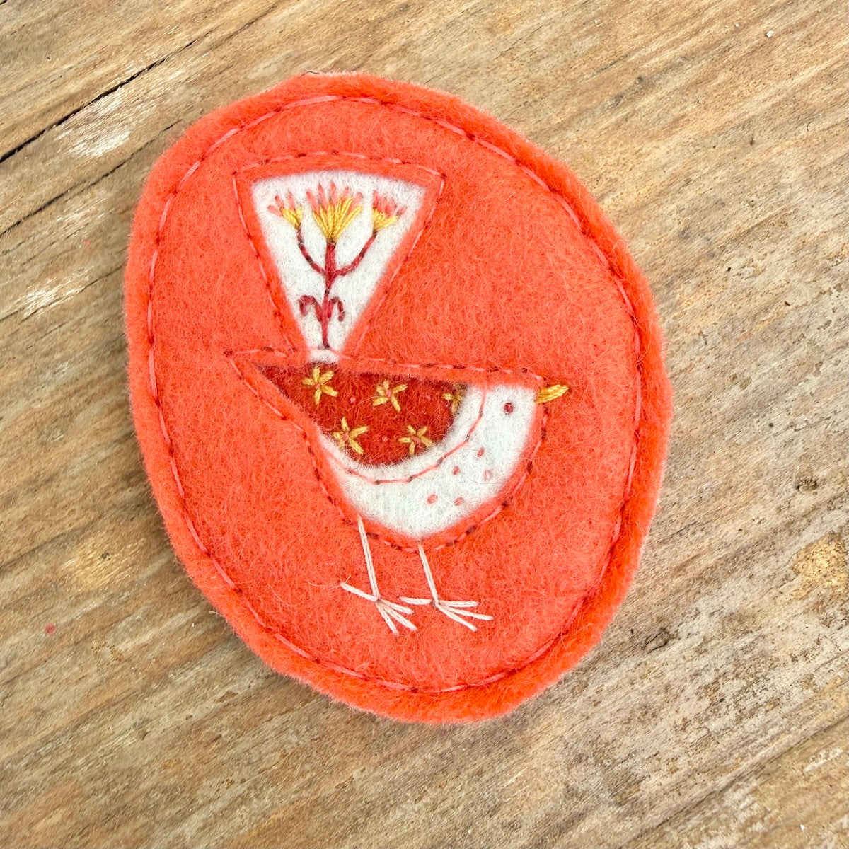 Hand Embroidered Felt Brooch - FB10