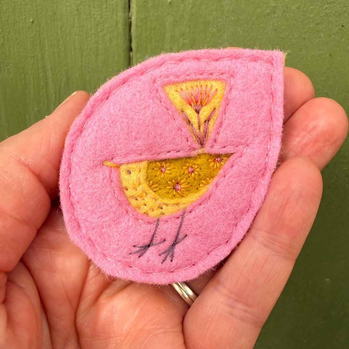 Hand Embroidered Felt Brooch - FB9