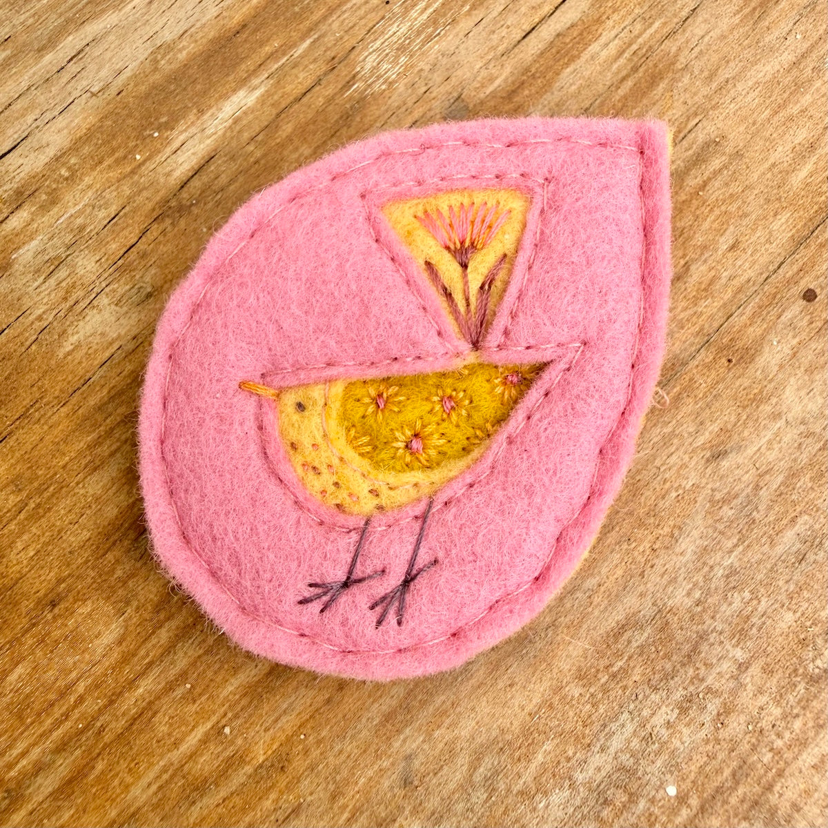 Hand Embroidered Felt Brooch - FB9