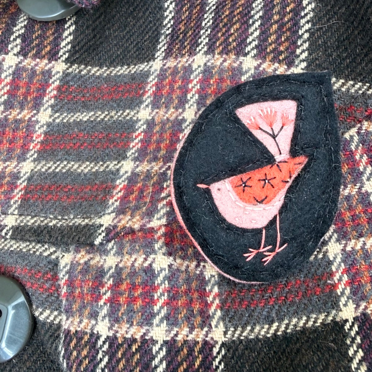 Hand Embroidered Felt Brooch - FB2