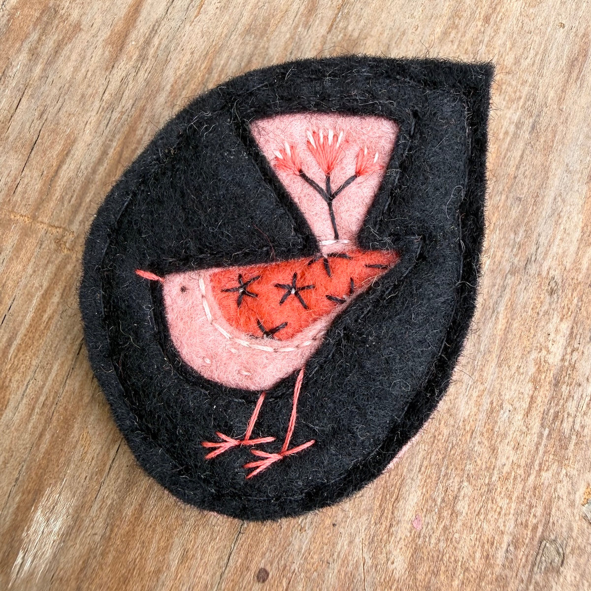 Hand Embroidered Felt Brooch - FB2