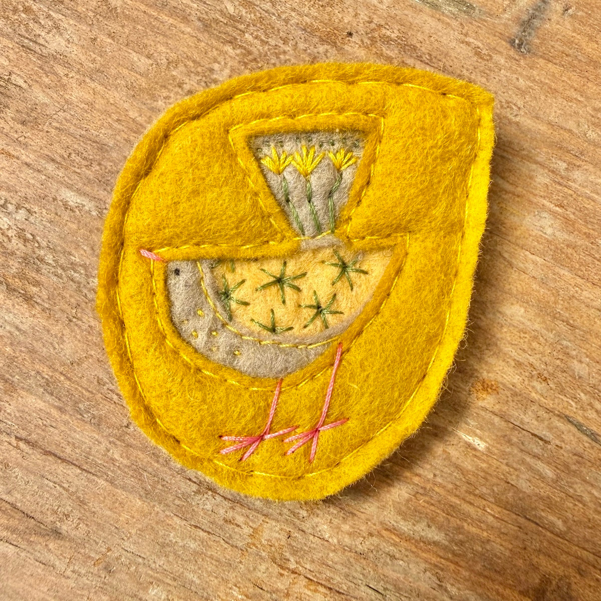 Hand Embroidered Felt Brooch - FB13