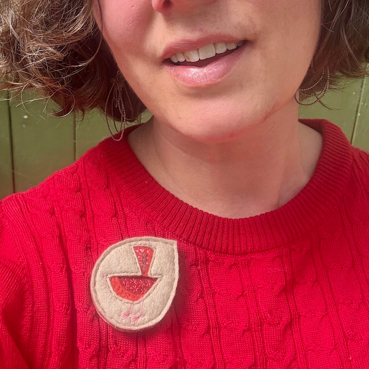 Hand Embroidered Felt Brooch - FB12