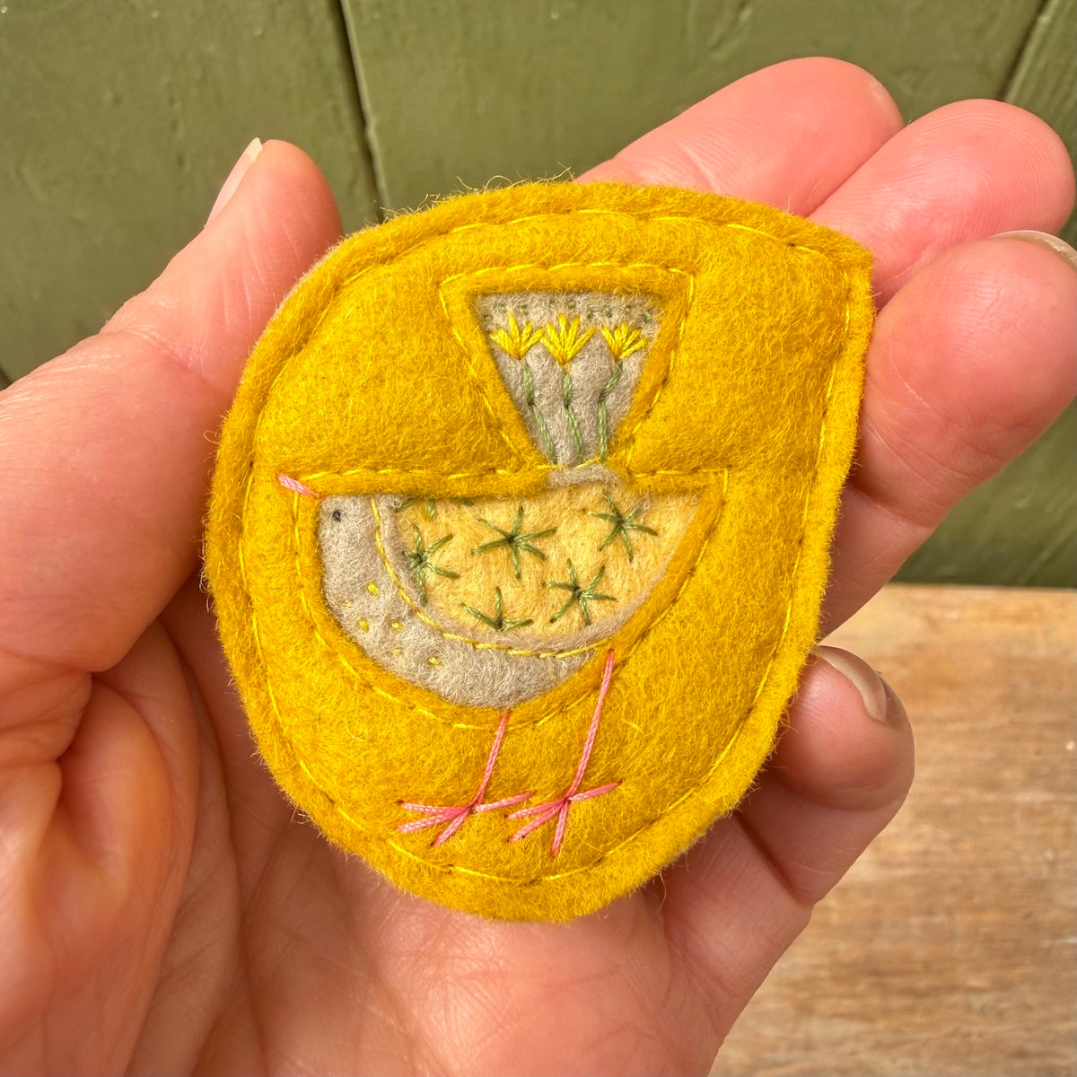 Hand Embroidered Felt Brooch - FB13