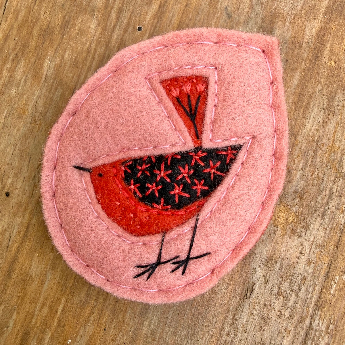 Hand Embroidered Felt Brooch - FB14