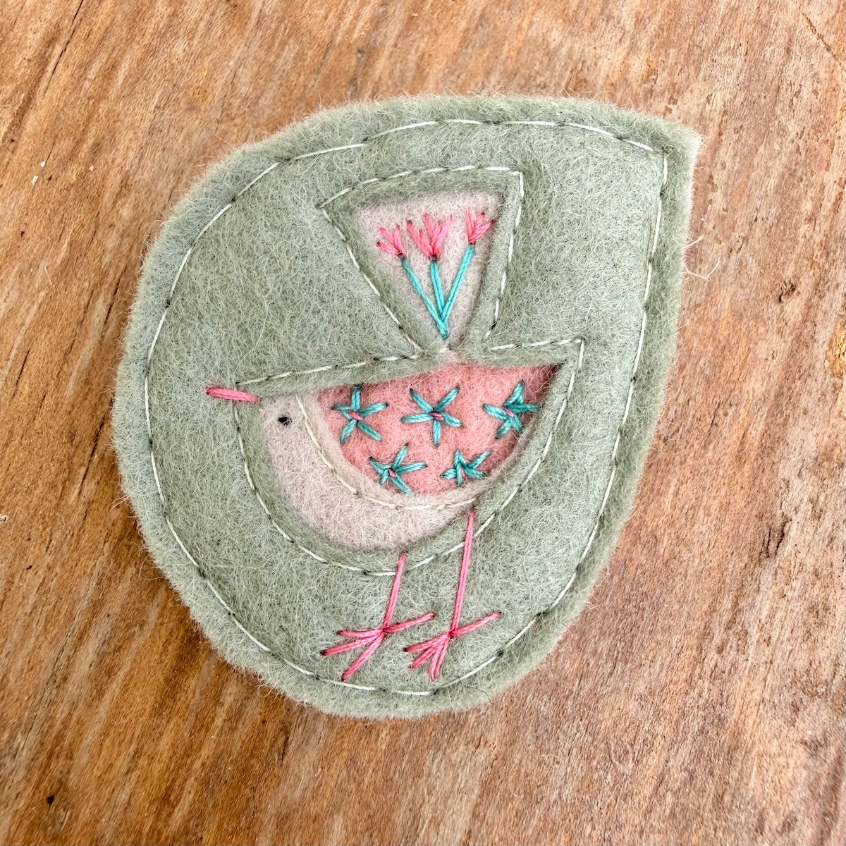Hand Embroidered Felt Brooch - FB15