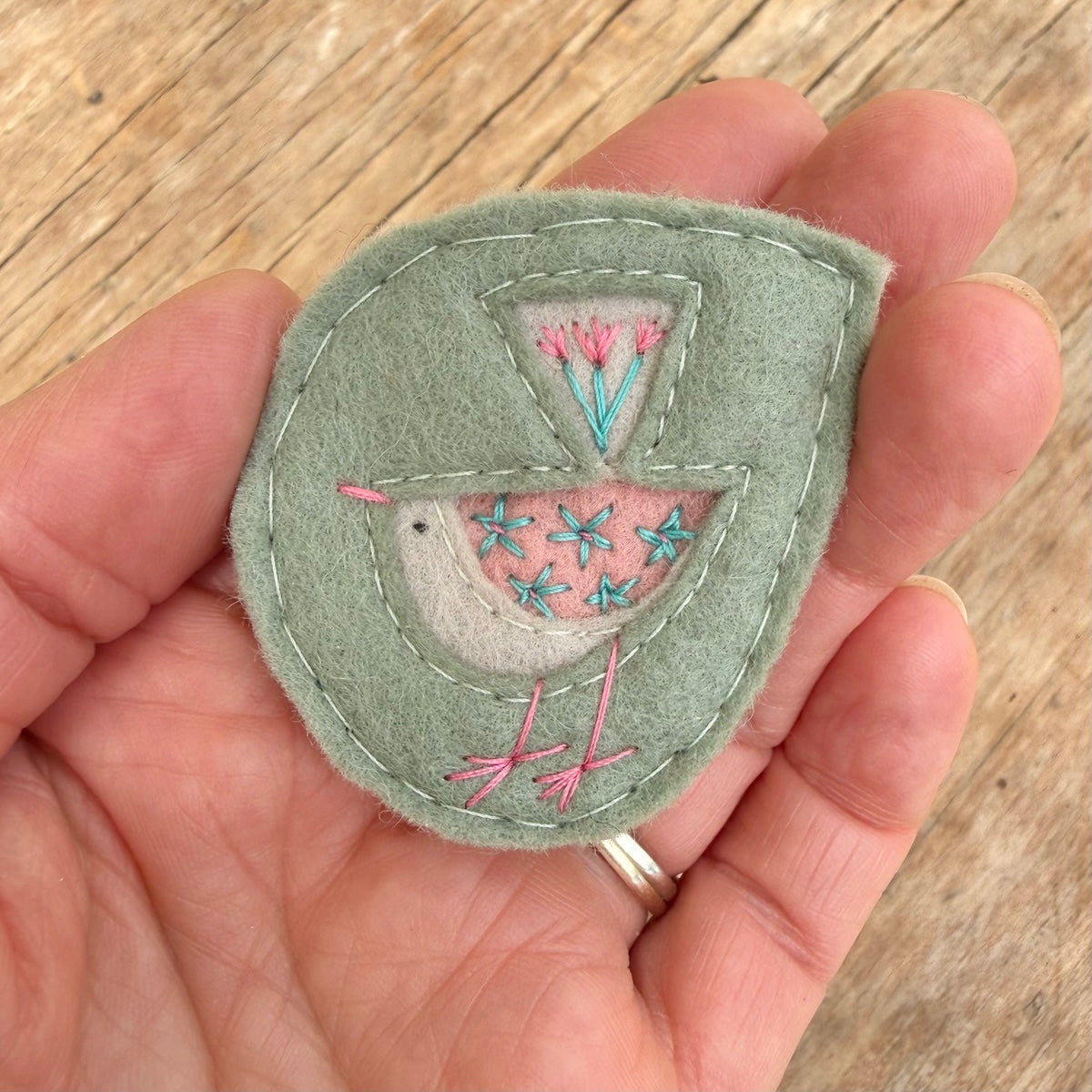 Hand Embroidered Felt Brooch - FB15