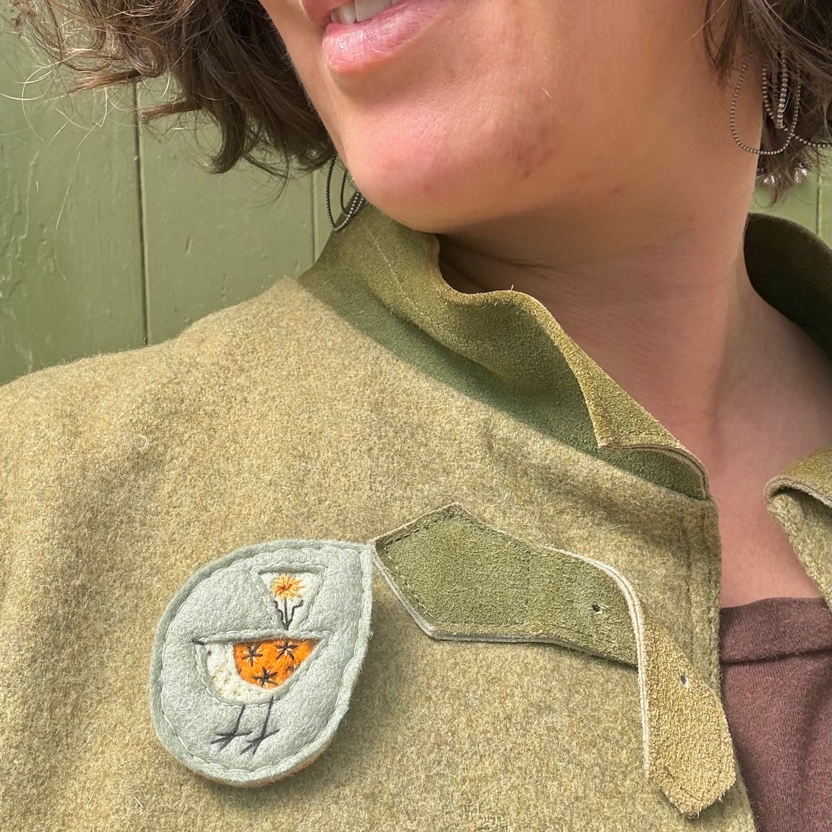 Hand Embroidered Felt Brooch - FB19