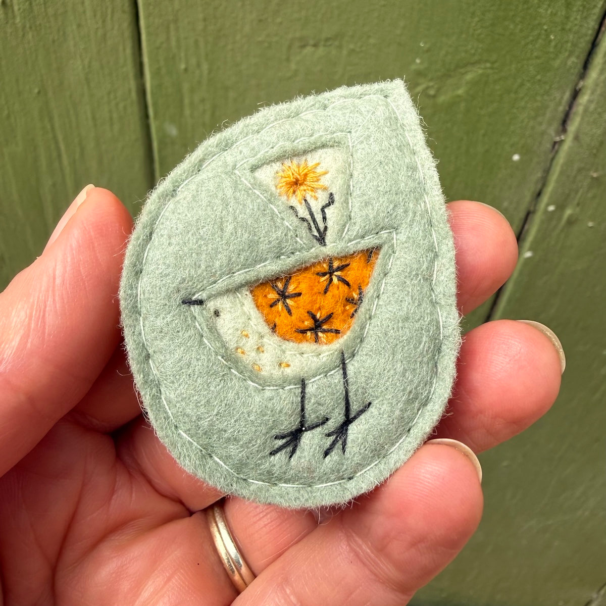 Hand Embroidered Felt Brooch - FB19