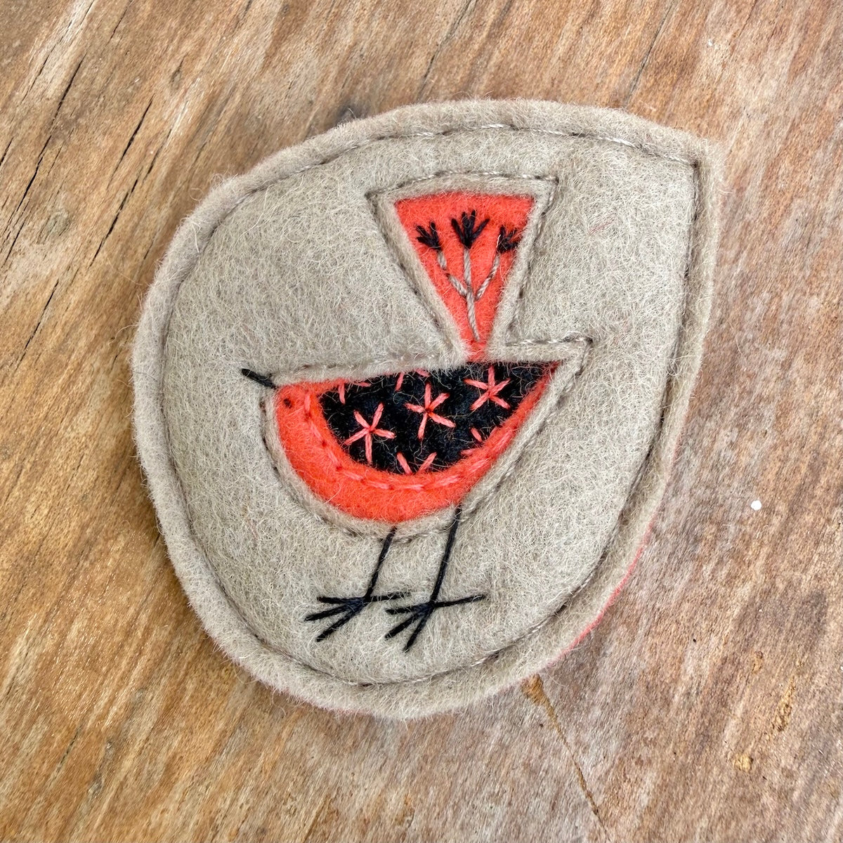 Hand Embroidered Felt Brooch - FB16
