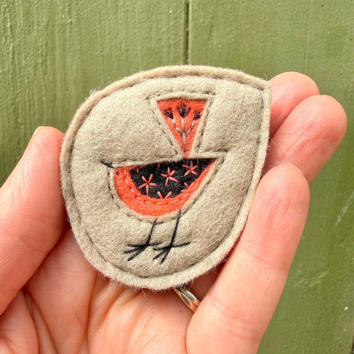 Hand Embroidered Felt Brooch - FB16