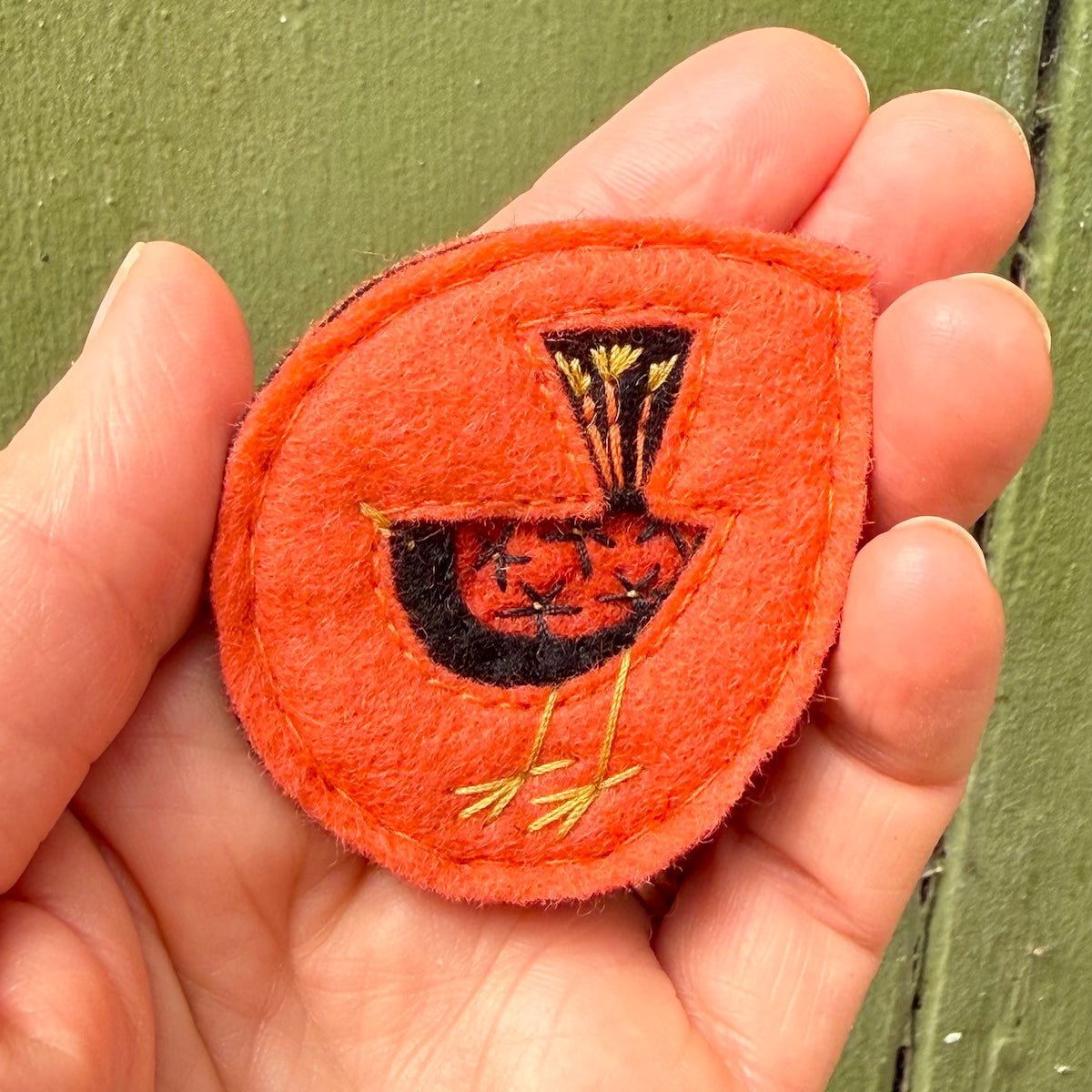 Hand Embroidered Felt Brooch - FB17